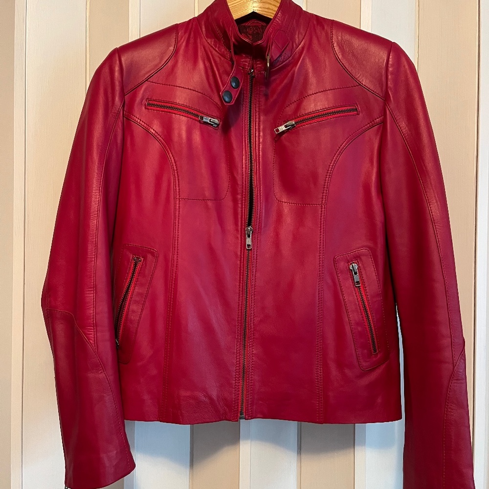Marco Piel Deep Red Motorcycle Jacket